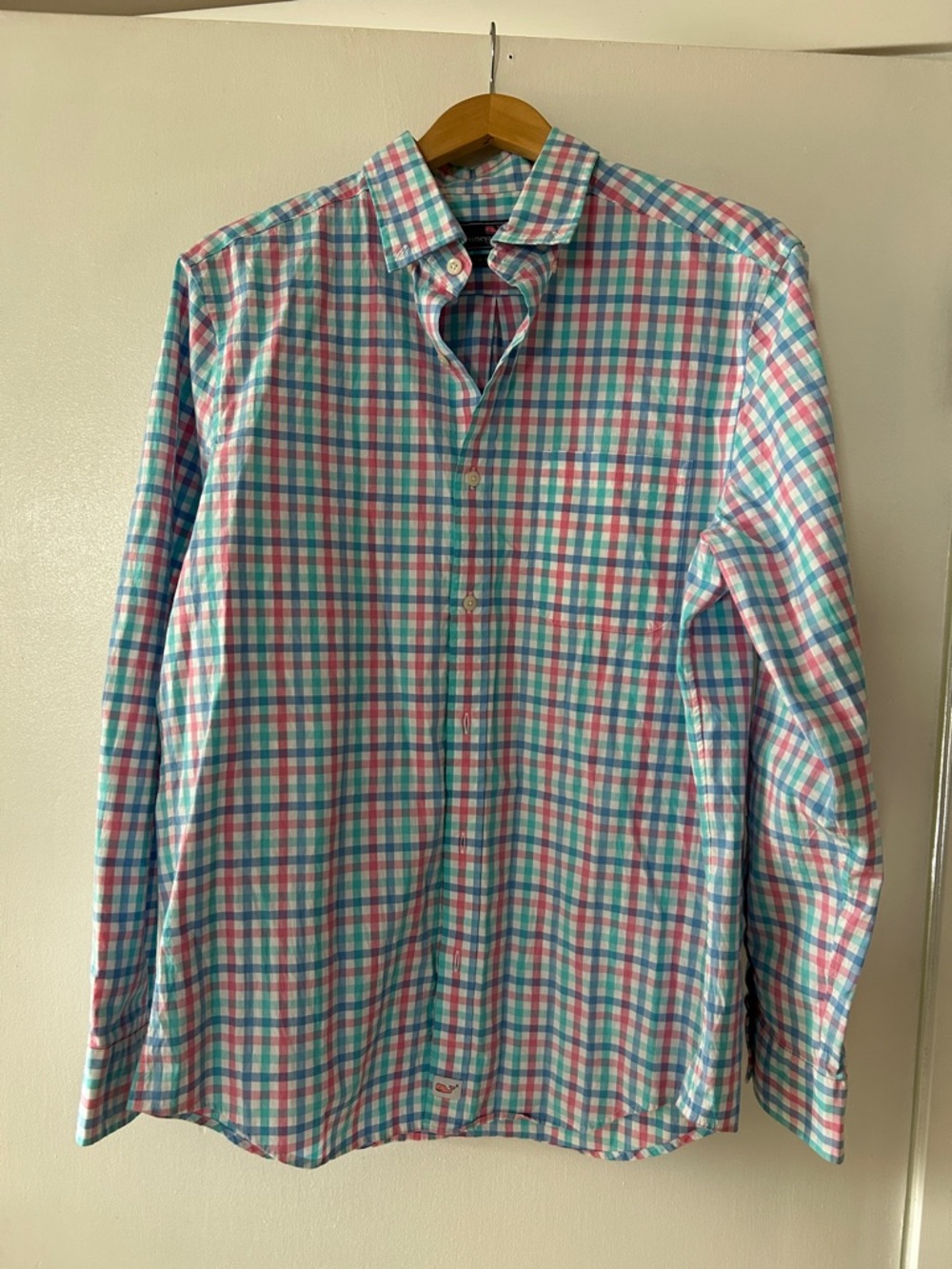 Vineyard Vines Teal & Pink Plaid Button-Down Shirt